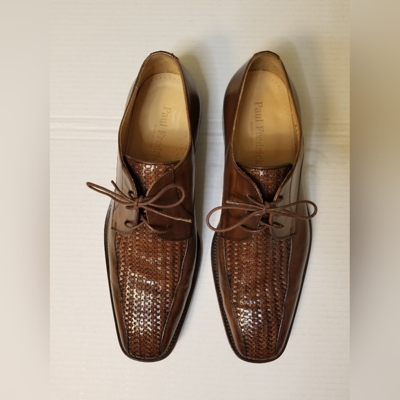 Paul Fredrick Mens Italian Leather Woven Oxford/Derby - Picture 4 of 8